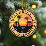Punta Gorda Beach Florida Handflatan Träd Vintage  Julgransprydnad Keramik<br><div class="desc">Punta Gorda Beach Florida Vintage 60-tal Souvenirs. Punta Gorda Beach Florida - Retro Tropical Handflatan Träd under 60-årsjubileet i Souvenirs-Vintagen ger en underbar jul- eller födelsedagspresent till fläkt på Punta Gorda Beach-stranden. Rundsommarbesöket är en gåva till perfekten älskare och det tropiska destinationsorten fläkt. - Du kan anpassa mallen genom att...</div>