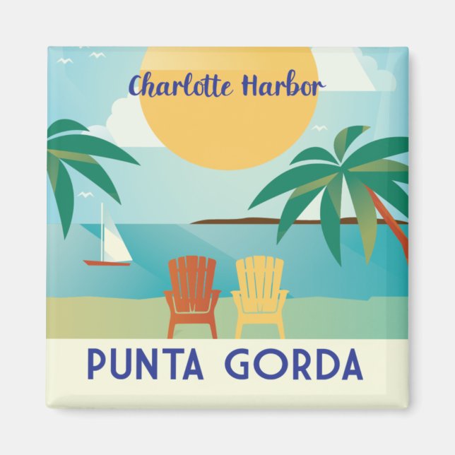 Punta Gorda, Charlotte Harbour Florida Illustratio Magnet (Framsidan)