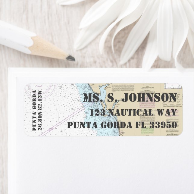 Punta Gorda FL: Navigationsdiagram över hemmahamn  Returadress Etikett (Insitu)