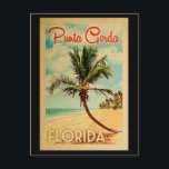 Punta Gorda Florida Handflatan Träd Beach Vintage  Vykort<br><div class="desc">Punta Gorda Florida-konstruktionen i Vintage resor stil,  med handflatan träd på stranden med hav och himlar.</div>