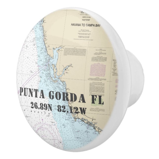 Punta Gorda Florida Officiellt Nautical Diagram Knopp (Höger)