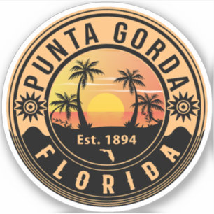 Punta Gorda Florida Retro Sunset Souvenirs Klistermärken