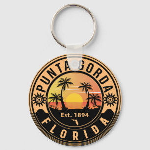 Punta Gorda Florida Retro Sunset Souvenirs Nyckelring