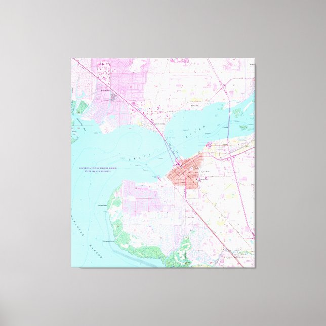 Punta Gorda & Port Charlotte Florida Karta (1957) Canvastryck (Framsida)