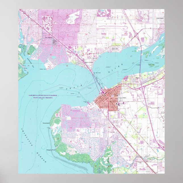 Punta Gorda & Port Charlotte Florida Karta (1957) Poster (Framsidan)
