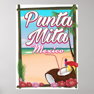 Punta Mita, Mexico Beach-reseaffisch Poster