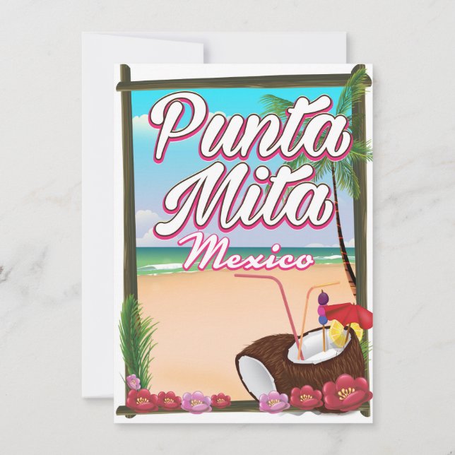 Punta Mita, Mexiko strand reseraffisch Inbjudningar (Baksida)