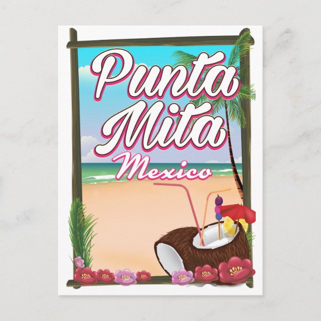 Punta Mita, Mexiko strand reseraffisch Vykort (Framsida)