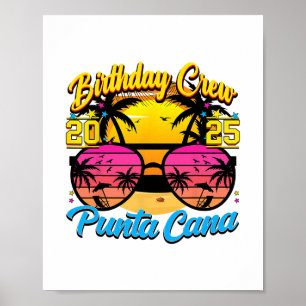 Punta Retro Cana Födelsedags Crew 2025 Solnedgång Poster