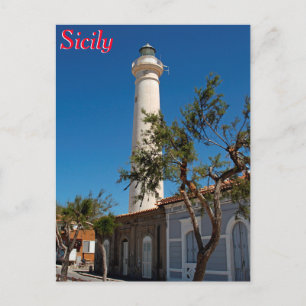 Punta Secca fyr, Sicilien, Italien Vykort
