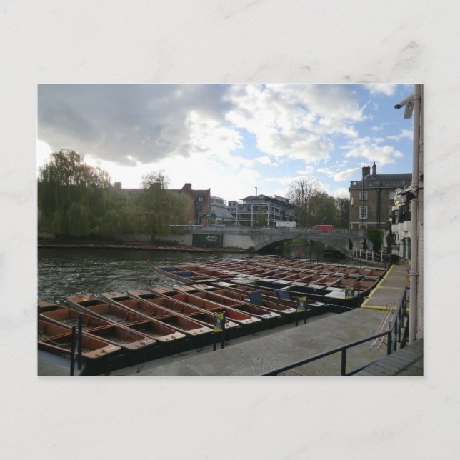 Punter vid floden Cam i Cambridge Vykort (Framsida)