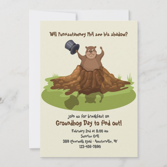 Punxsutawney Phil Groundhog Day Inbjudan (Framsida)