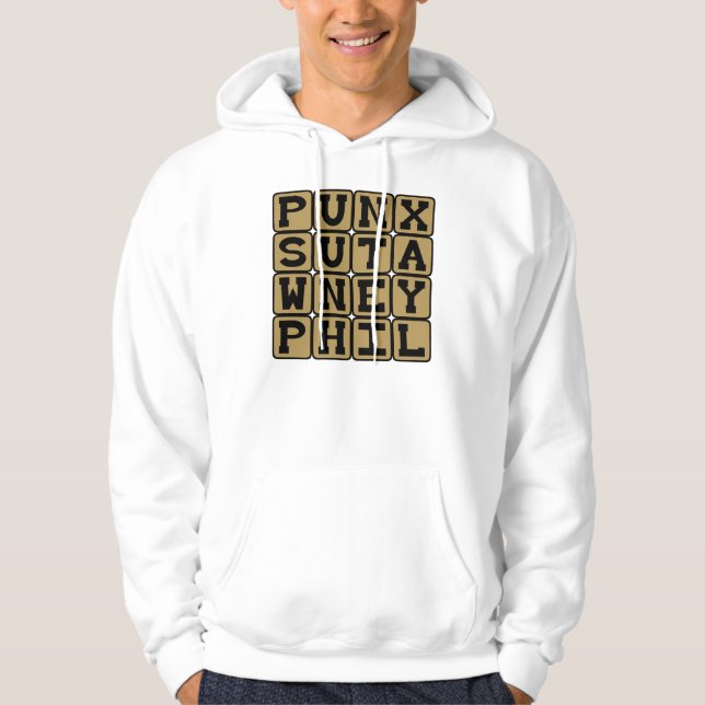 Punxsutawney Phil, Murmeldagsdjur Sweatshirt Med Luva (Framsida)