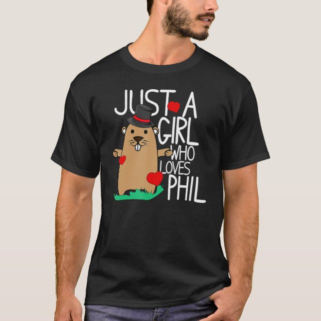 Punxsy Phil's Cute Groundhog Day Helgdag Design fo T Shirt (Framsida)