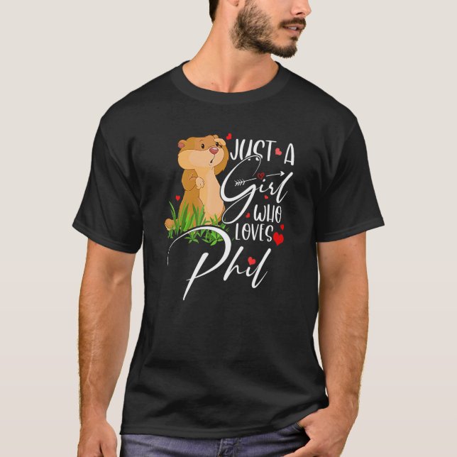Punxsy Phil's Cute Groundhog Day Helgdag för flick T Shirt (Framsida)
