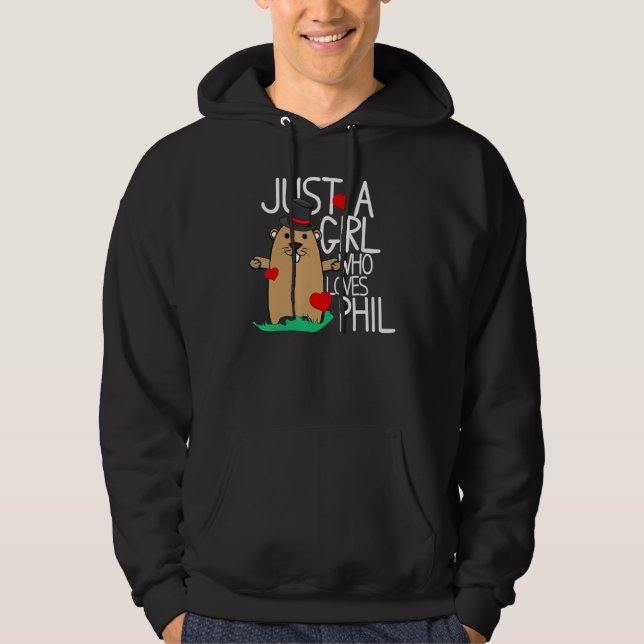 Punxsy Phil's Cute Groundhog Day Holiday Design fo Hoodie (Framsida)