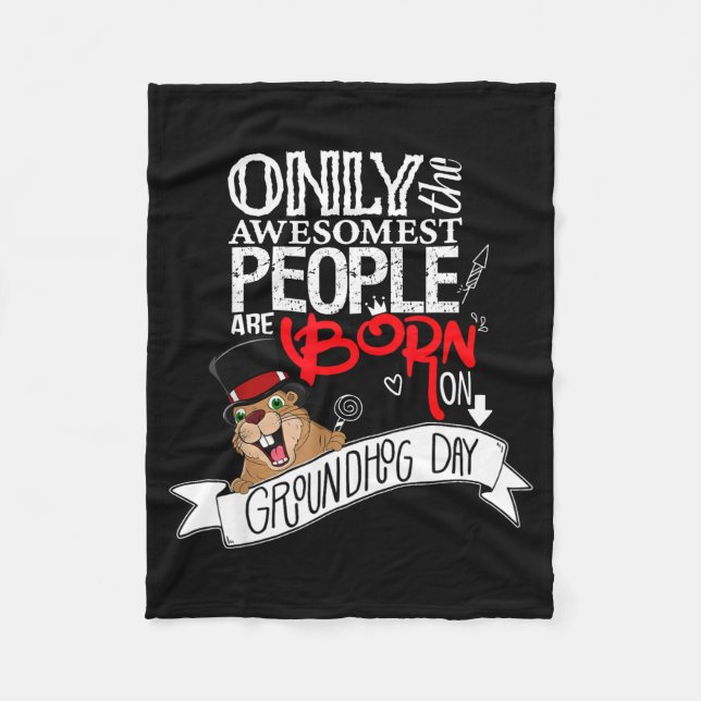 Punxsy Phils Groundhog Day 2 februari födelsedag C Fleecefilt (Framsidan)
