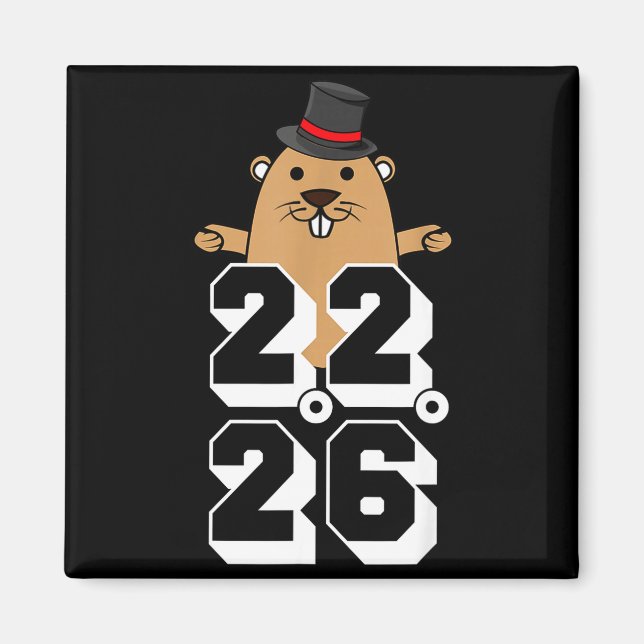 Punxsy Phils söta Groundhog Day 2 feb 2026 Helgdag Magnet (Framsidan)
