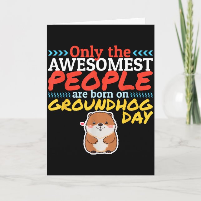 Punxsy Phils söta Groundhog Day 2 februari födelse Kort (Framsida)