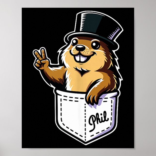Punxy Phils Cute Groundhog Day Pocket Design Febru Poster (Framsidan)