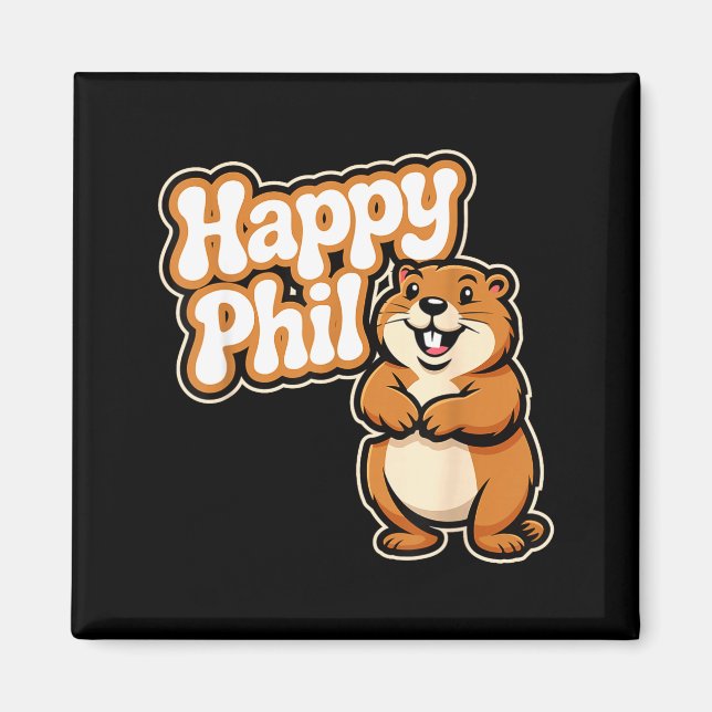 Punxy Phils söta Groundhog Day-kostym 2 februari Magnet (Framsidan)
