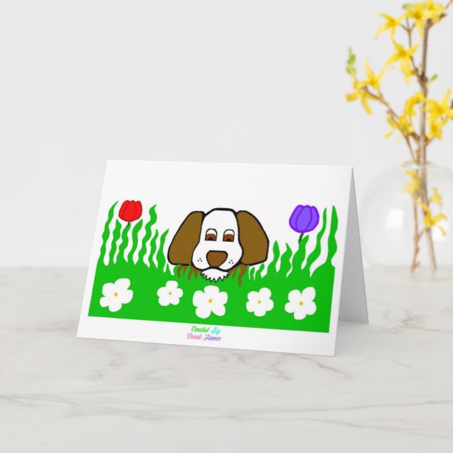 Pup N Play Standard Hälsningskort Kort (Gul blomma)