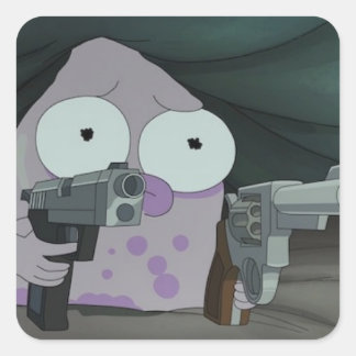 Pupa med två vapen fyrkantigt klistermärke