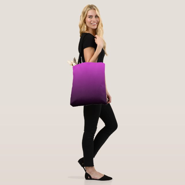 Puple to Black Gradient Ombre Print  Tygkasse (På modell)