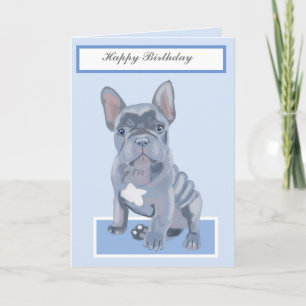 Puppakort för Cute Blue Grått Fransk Kort