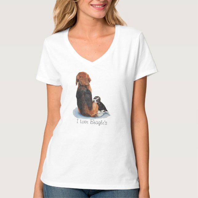 Puppbeagle-kuddling morsa hund t shirt (Framsida)