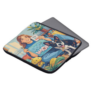 Puppen abstrakt Tecknad hund mamma Laptop Fodral