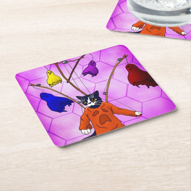 Puppet Master Cat Underlägg Papper Kvadrat (Vinklad)