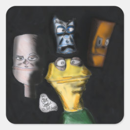 Puppets in the dark ( Erica Crooks puppet art ) Fyrkantigt Klistermärke