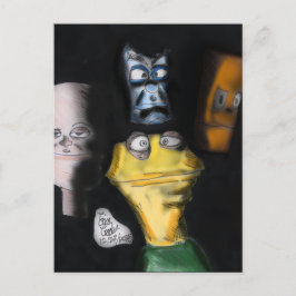 Puppets in the dark ( Erica Crooks puppet art ) Vykort