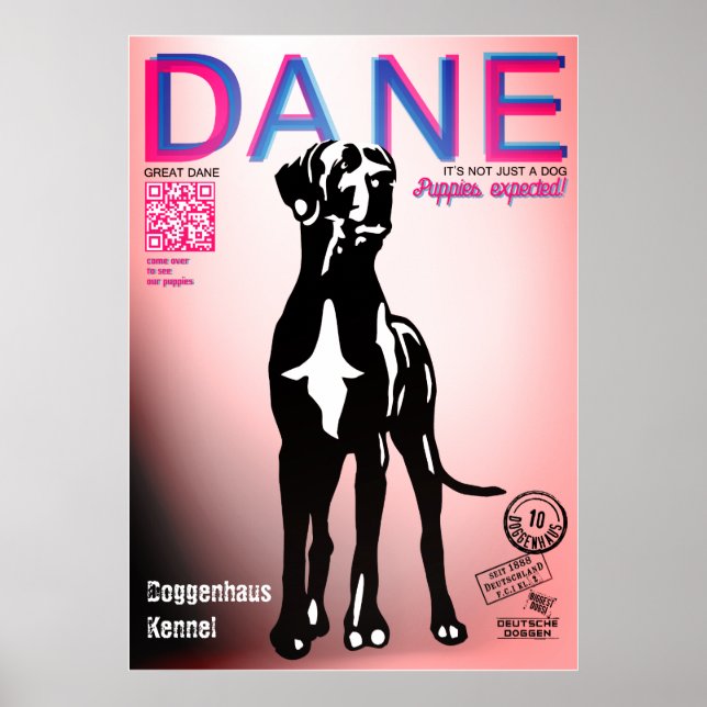 Puppförsäljning i speciella Great dane Poster (Framsidan)