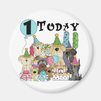 Puppies 1:a födelsedag Bash Tshirts och Gifts Magnet