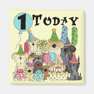 Puppies 1:a födelsedag Bash Tshirts och Gifts Magnet