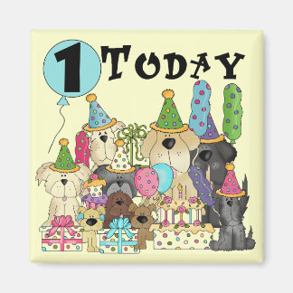 Puppies 1:a födelsedag Bash Tshirts och Gifts Magnet