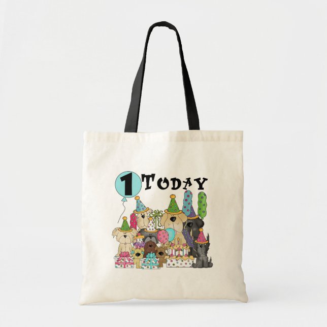 Puppies 1:a födelsedag Bash Tshirts och Gifts Tygkasse (Framsidan)