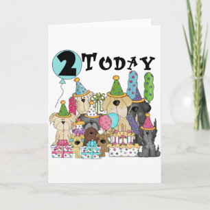 Puppies 2:a födelsedag Bash Tshirts och Gifts Kort