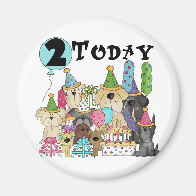 Puppies 2:a födelsedag Bash Tshirts och Gifts Magnet (Framsidan)