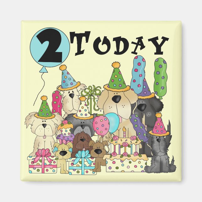 Puppies 2:a födelsedag Bash Tshirts och Gifts Magnet (Framsidan)