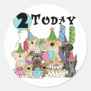 Puppies 2:a födelsedag Bash Tshirts och Gifts Runt Klistermärke