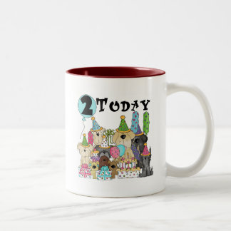 Puppies 2:a födelsedag Bash Tshirts och Gifts Två-Tonad Mugg