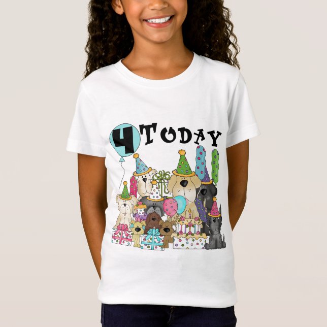 Puppies 4e födelsedagen Bash Tshirts och Gifts (Framsida)