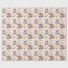 Puppies and Butterflies Pattern Baby Bib Presentpapper