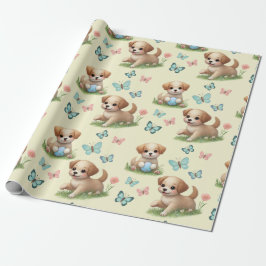 Puppies and Butterflies Pattern Baby Presentpapper
