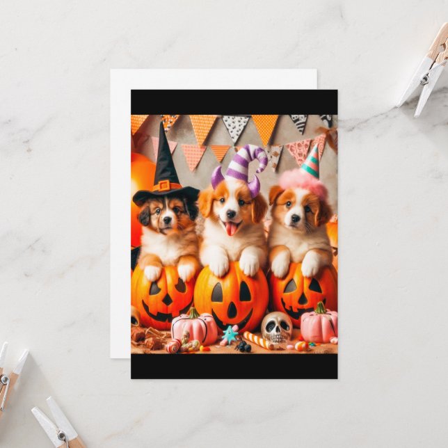 Puppies halloween party inbjudningar (Fram/Back In Situ)