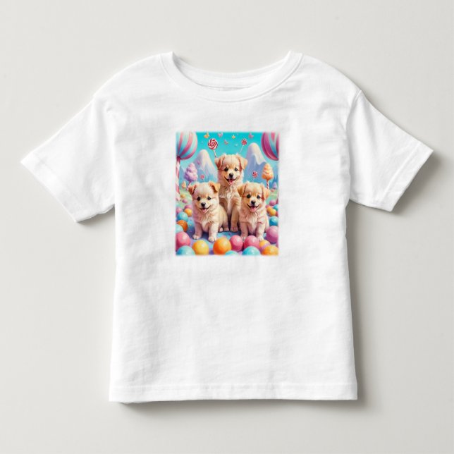 Puppies i Candy Land Småbarn T-Shirt (Framsida)