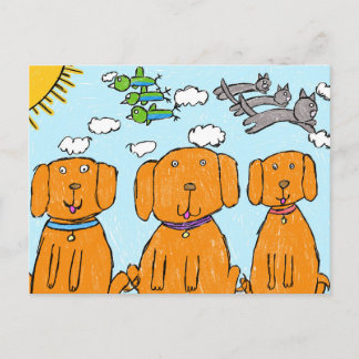 "Puppies in the Sun" Happy Postcard Vykort